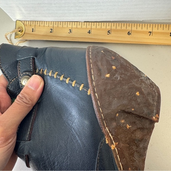 El Naturalista Women's Leather Lagenlook Black Winter Wedge Boots  Size 41 - Picture 9 of 16